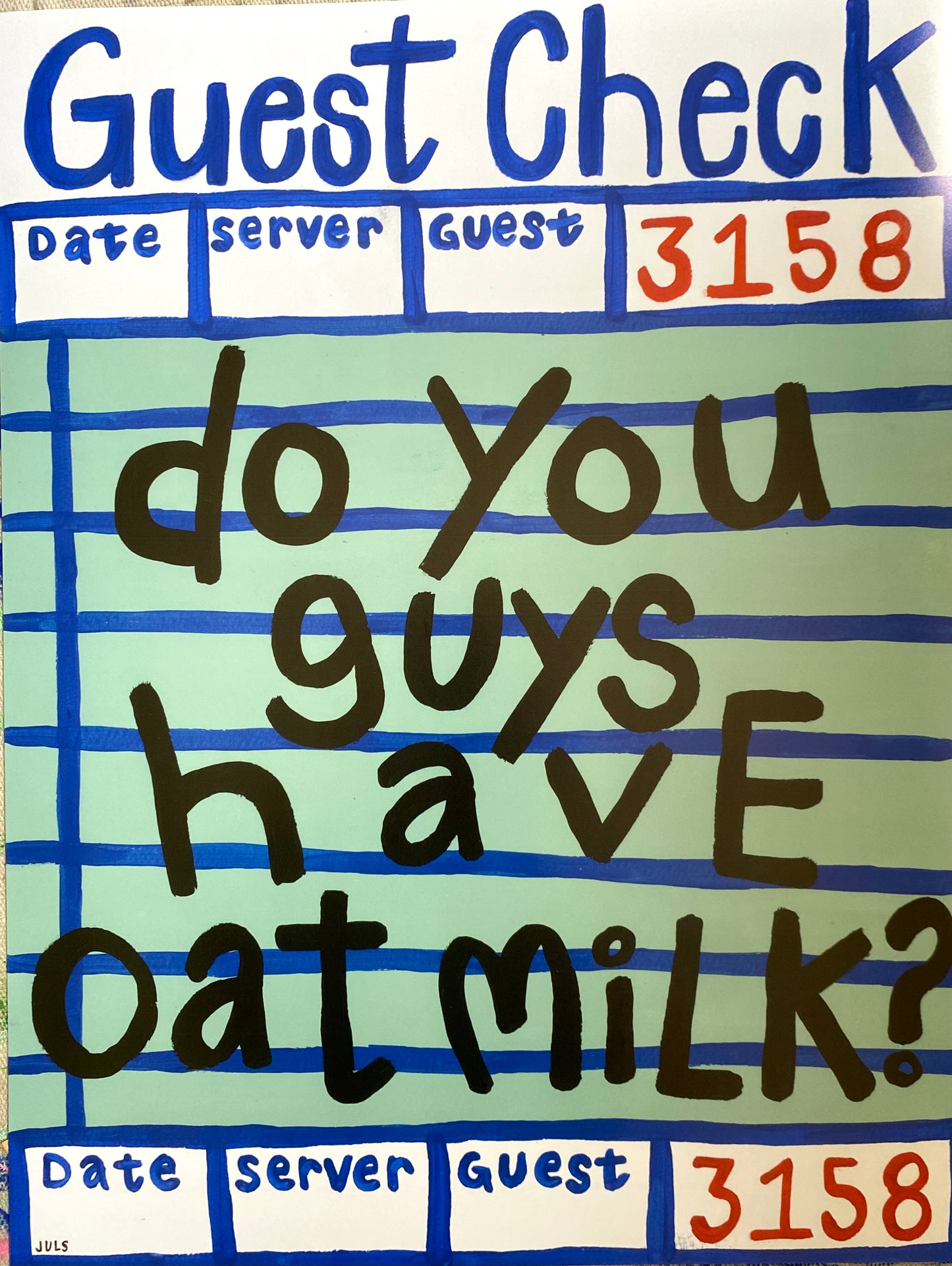 MEDIUM OAT MILK GUEST CHECK