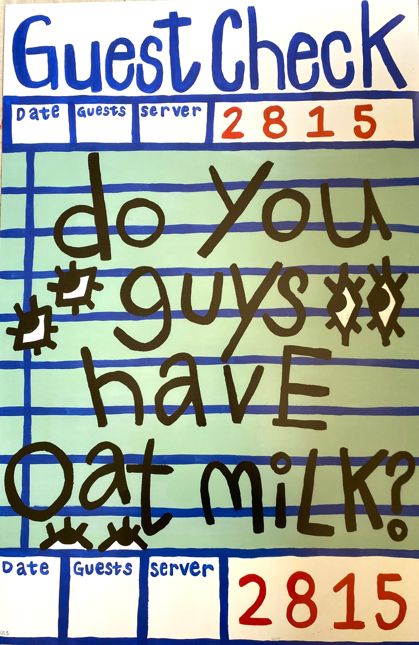 LARGE OAT MILK GUEST CHECK